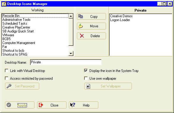 Desktop Icons Manager