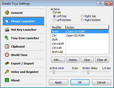 Mouse Launcher Settings