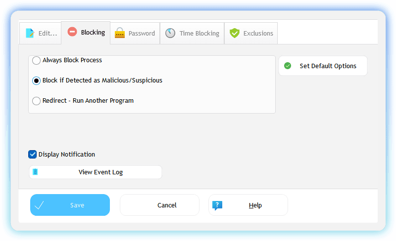 Change Default Options
