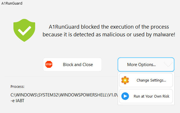 A1RunGuard Detected Malware