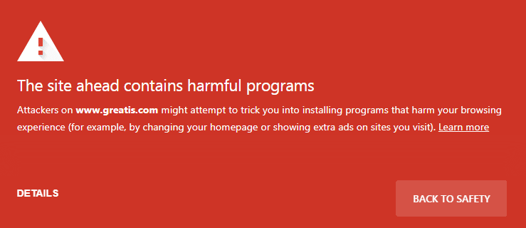 Google "Harmful Programs" alert