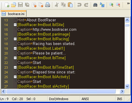Open the bootrace.nat in Notepad