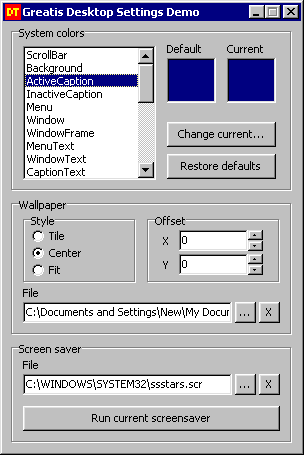 Desktop Settings Demo