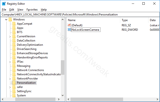 Registry key for Disable Camera in Logon Screen