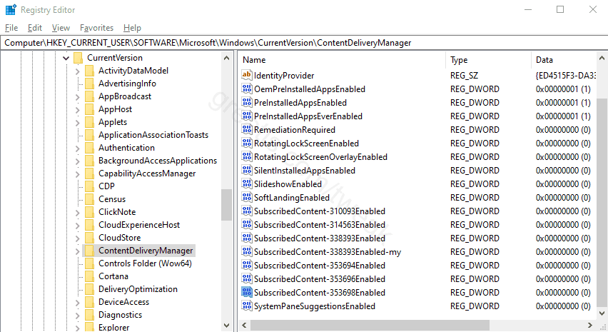 Registry key for Disable Timeline Suggestions