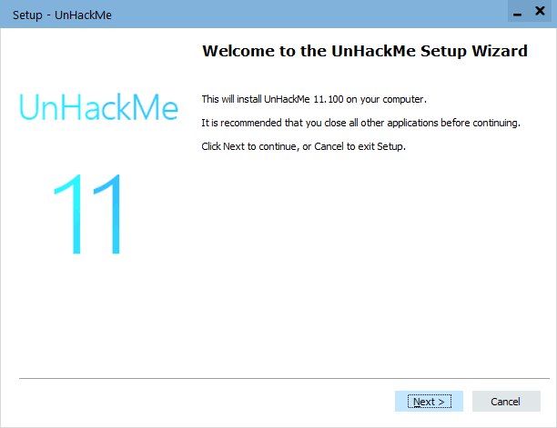 Start installing UnHackMe