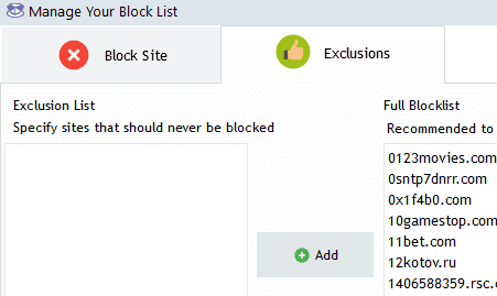 add site exclusion