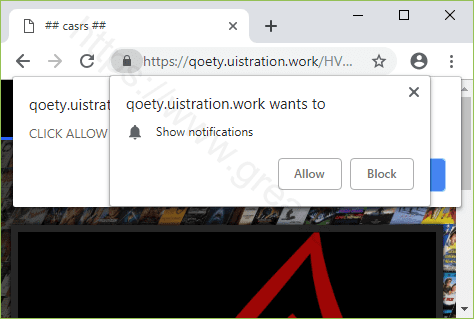 Remove UISTRATION.WORK pop-up ads