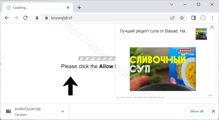 Remove BNZWQLDT.CF pop-up ads