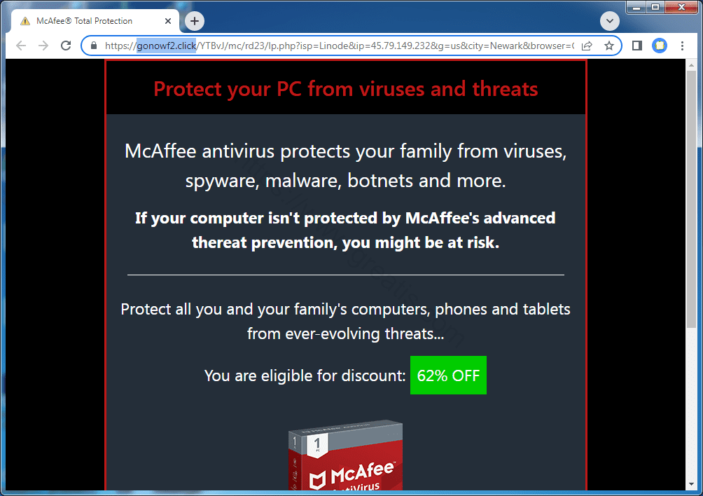 Remove GONOWF2.CLICK pop-up ads