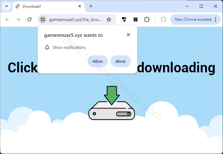 Remove GAMESMUSE5.XYZ pop-up ads