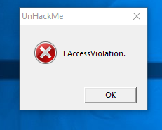 screenshot of error message